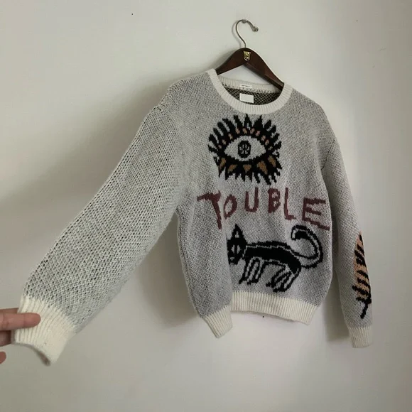 Mother The Jumper Printed Alpaca Crewneck Sweater - Picture 3 of 7